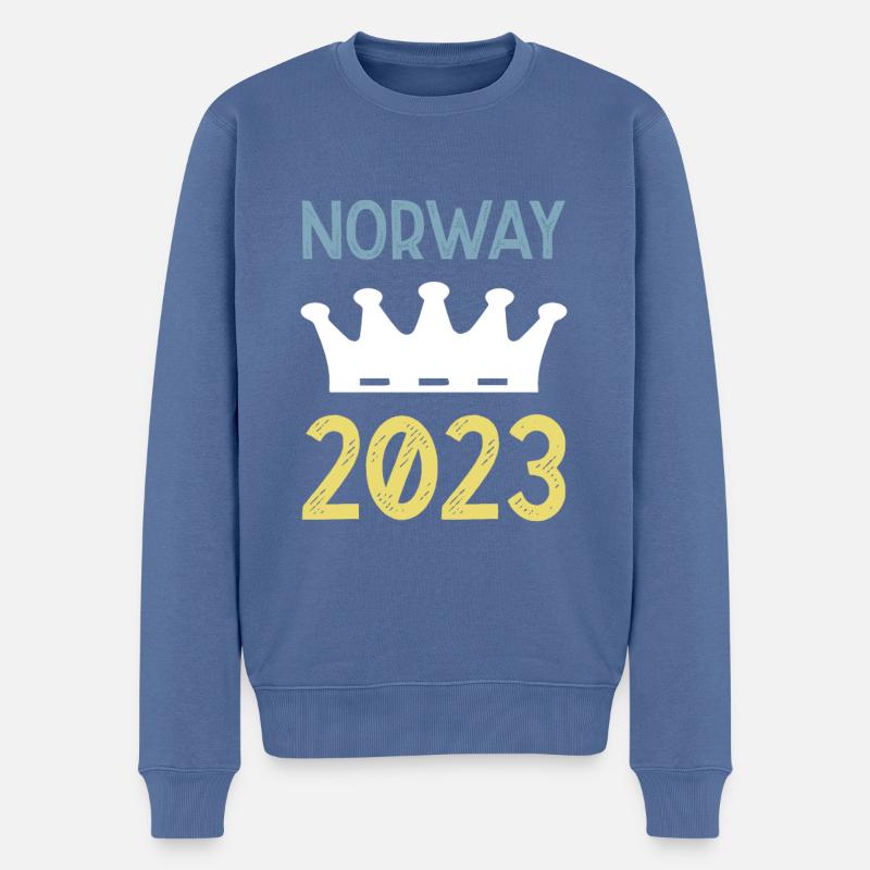 Norway 2023 Krone - Männer Premium Bio Pullover - Taubenblau