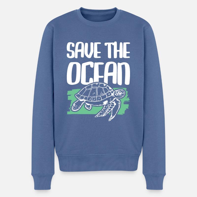 save the ocean schildkröte - Männer Premium Bio Pullover - Taubenblau