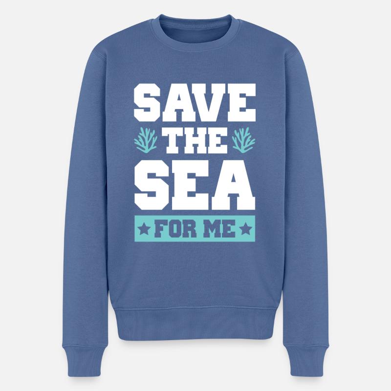 Sauvez la mer - Pull Premium bio Homme - bleu pigeon