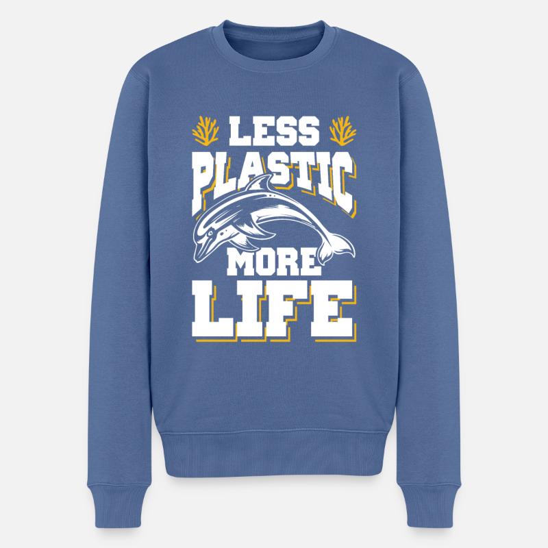 plastik save the ocean - Männer Premium Bio Pullover - Taubenblau