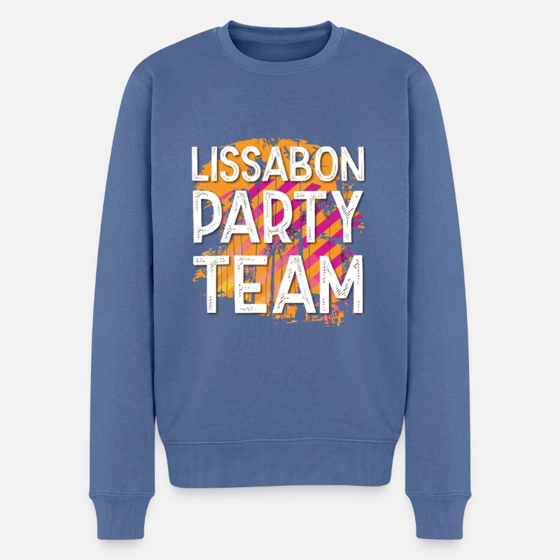 Lissabon Party Team - Männer Premium Bio Pullover - Taubenblau
