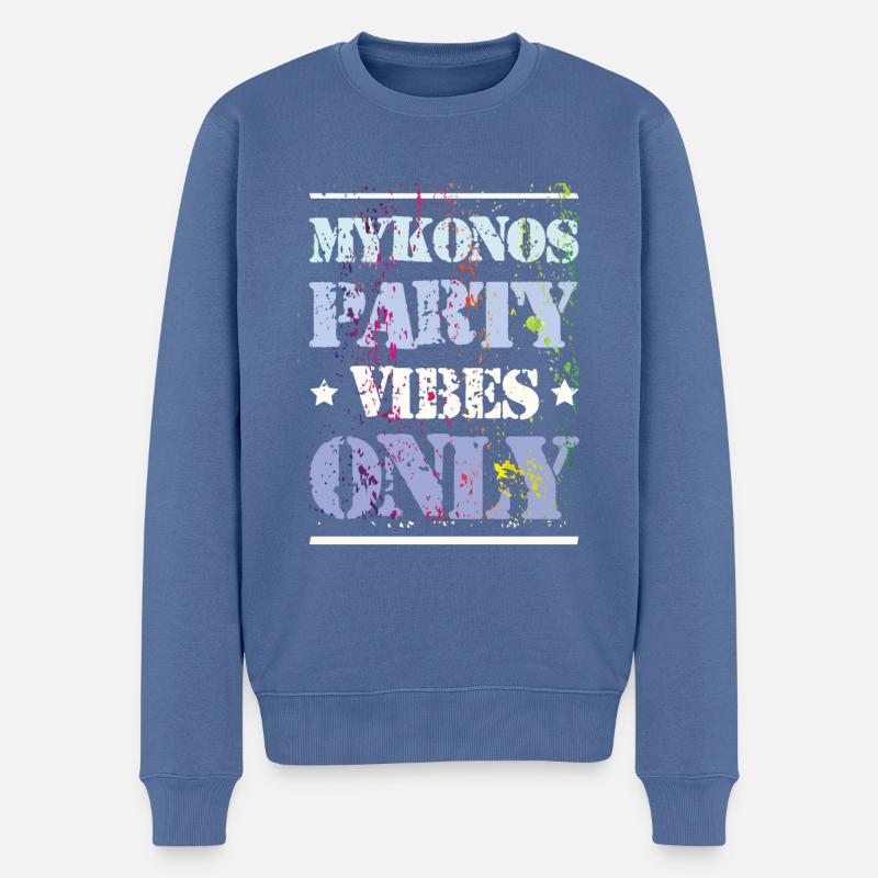 Mykonos Party Vibes - Männer Premium Bio Pullover - Taubenblau
