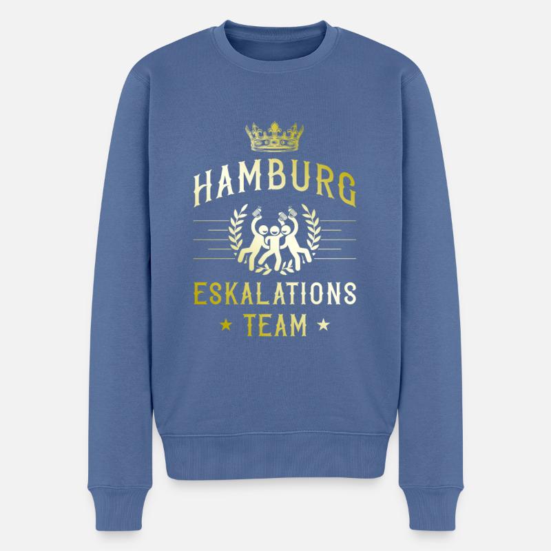 Hamburg Eskalation - Männer Premium Bio Pullover - Taubenblau