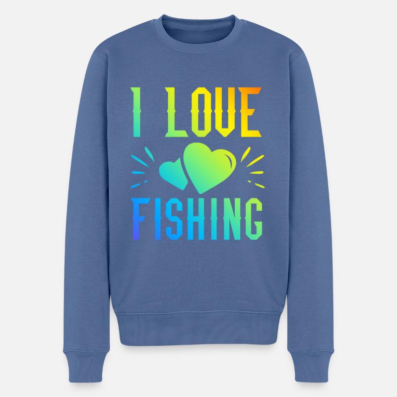 Ich Liebe Fischen - Männer Premium Bio Pullover - Taubenblau
