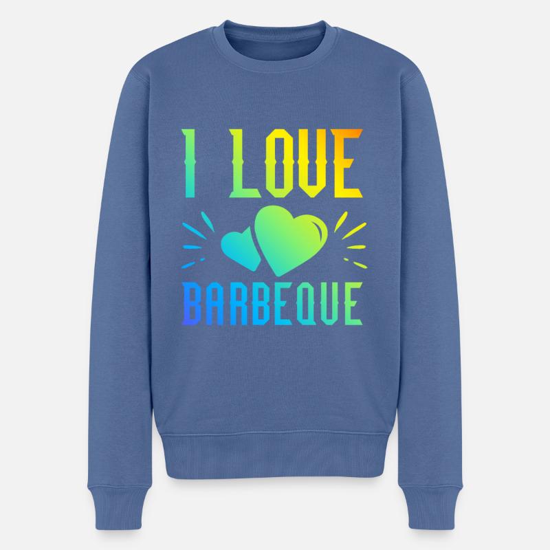Ich liebe Barbeque - Männer Premium Bio Pullover - Taubenblau