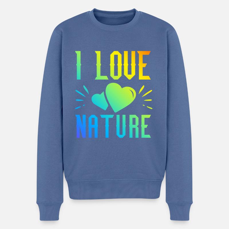Ich liebe Natur - Männer Premium Bio Pullover - Taubenblau