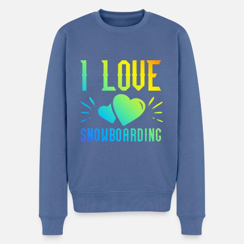 Ich liebe Snowboarding - Männer Premium Bio Pullover - Taubenblau