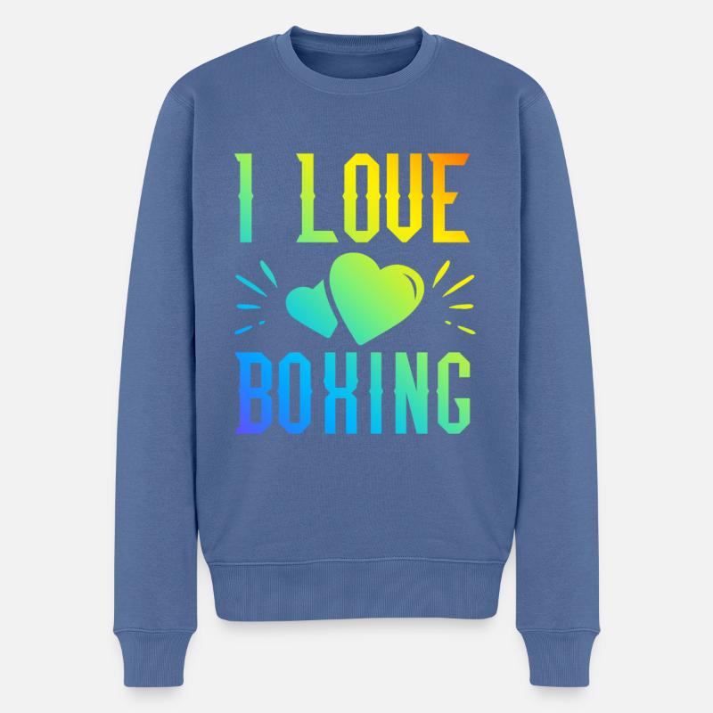 J’adore la boxe - Pull Premium bio Homme - bleu pigeon