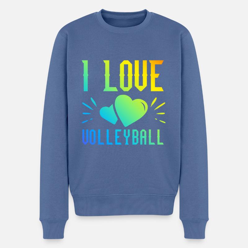 Ich liebe Volleyball - Männer Premium Bio Pullover - Taubenblau
