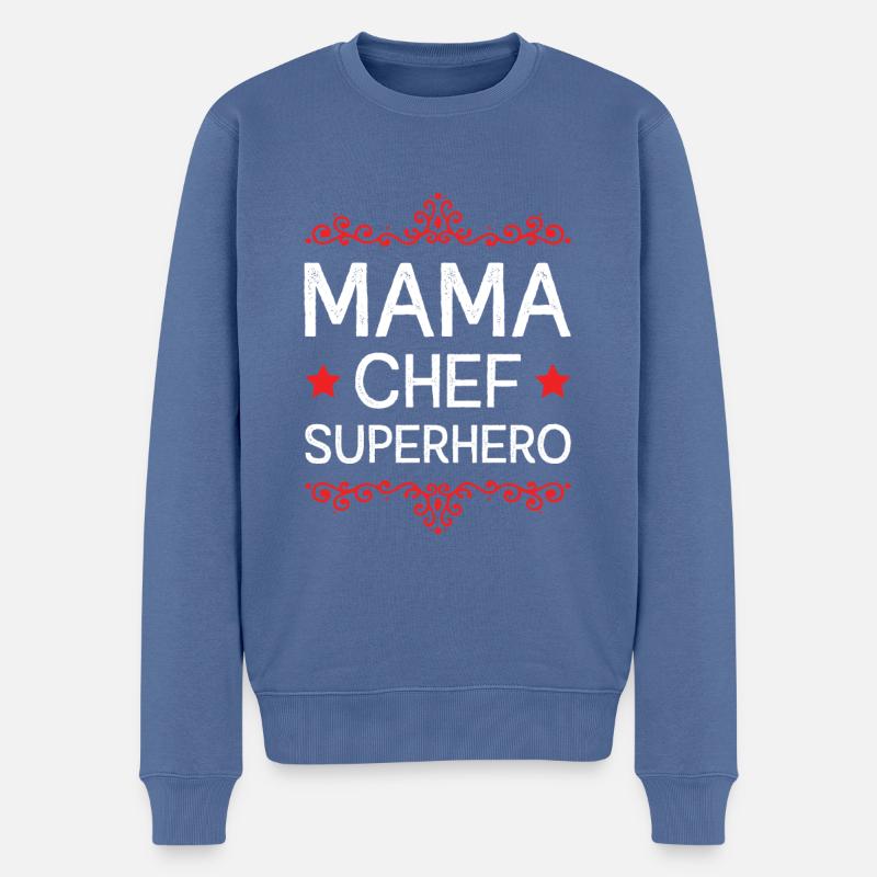 Mama Chef Superheld Mutter - Männer Premium Bio Pullover - Taubenblau