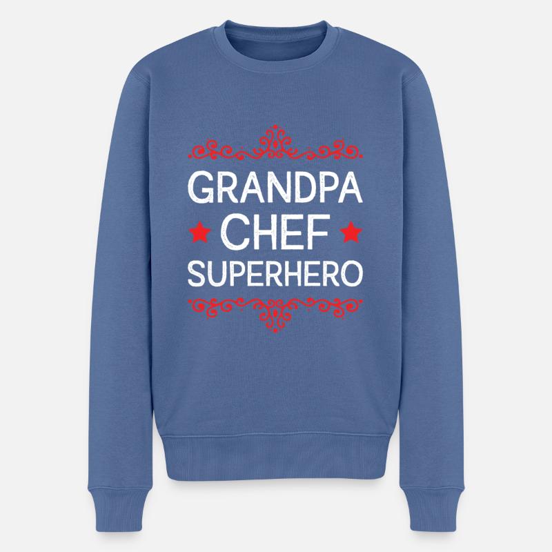 Opa Chef Superheld - Männer Premium Bio Pullover - Taubenblau