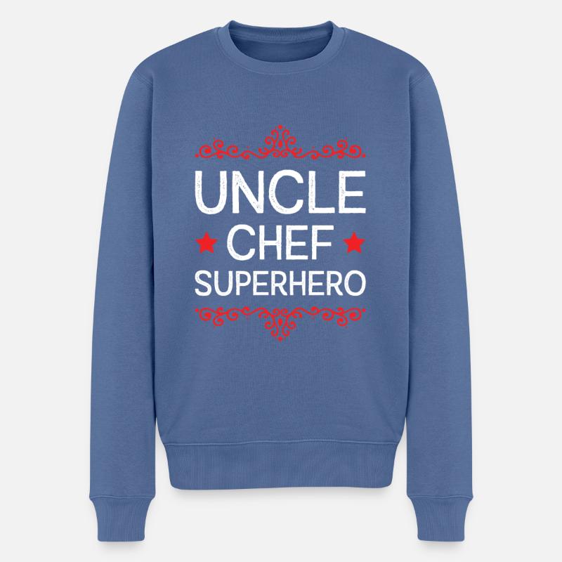 Onkel Chef Superheld - Männer Premium Bio Pullover - Taubenblau