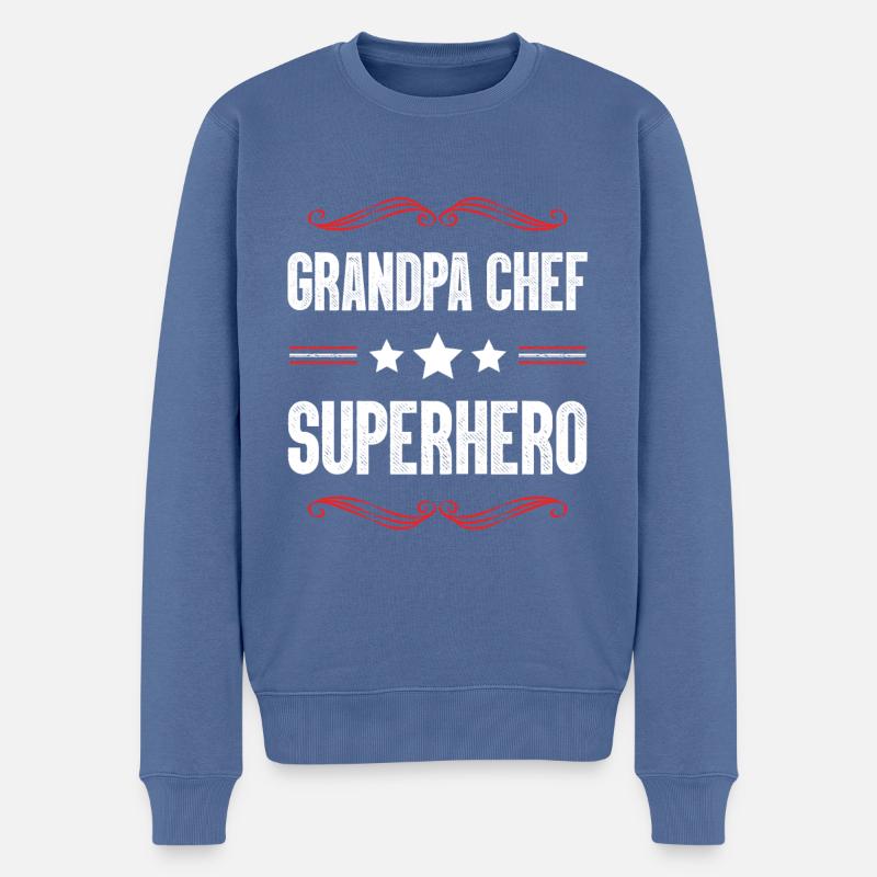Opa Chef Superheld - Männer Premium Bio Pullover - Taubenblau