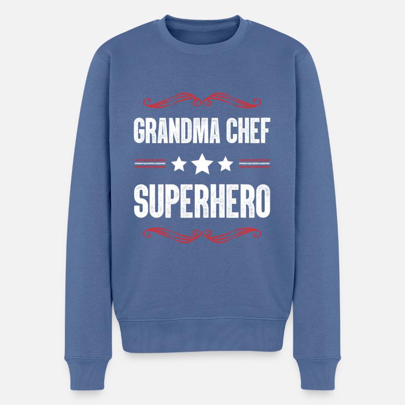 Oma Chef Superheld - Männer Premium Bio Pullover - Taubenblau