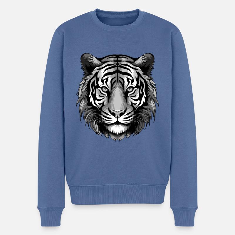 Portrait de tigre - Pull Premium bio Homme - bleu pigeon