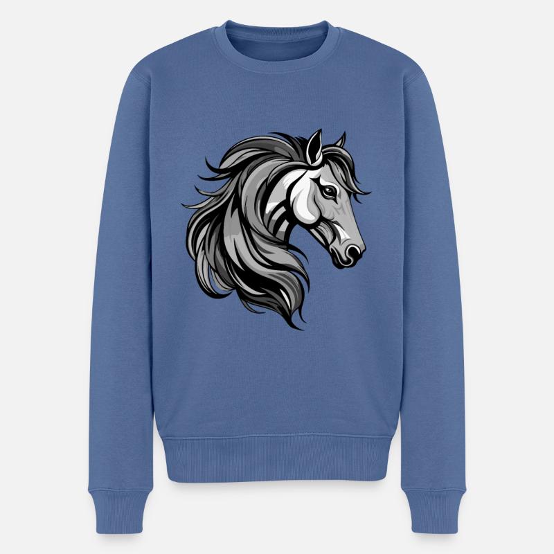 Pferd Portrait - Männer Premium Bio Pullover - Taubenblau