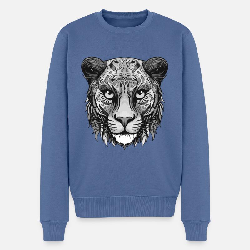 Portrait de guépard - Pull Premium bio Homme - bleu pigeon