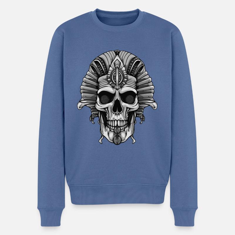 Pharao Totenkopf - Männer Premium Bio Pullover - Taubenblau