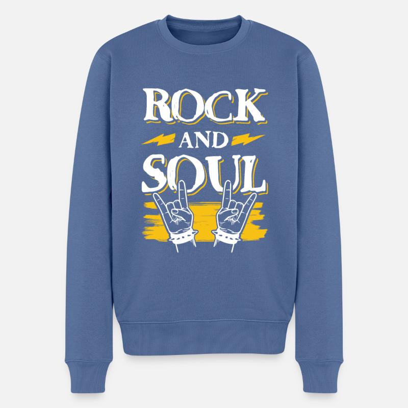 rock n roll musik - Männer Premium Bio Pullover - Taubenblau