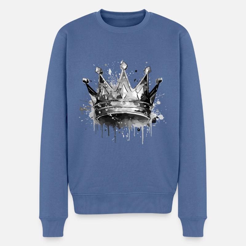 Symbole de la couronne - Pull Premium bio Homme - bleu pigeon