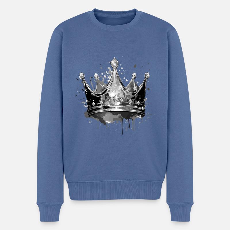 Krone Symbol König - Männer Premium Bio Pullover - Taubenblau