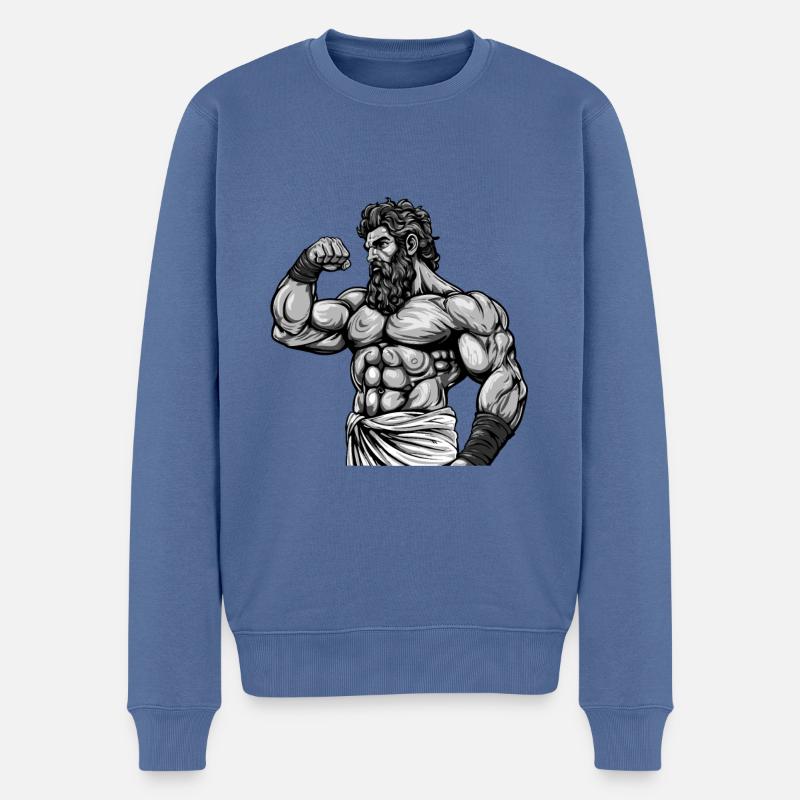 Bodybuilder Muscles Workout Gym - Pull Premium bio Homme - bleu pigeon