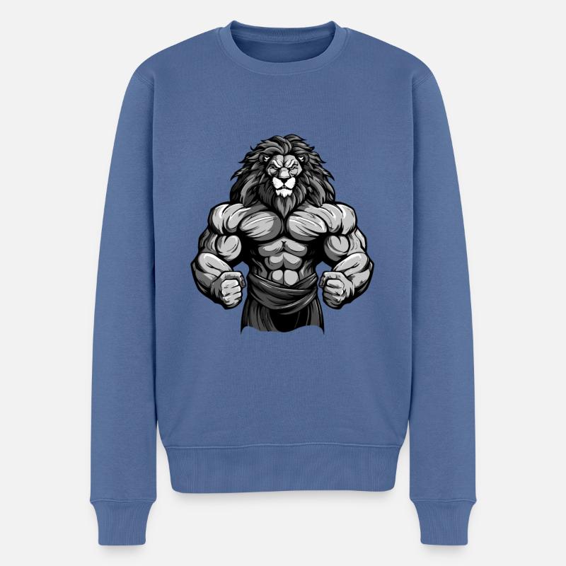 Muscles Lion Musculation - Pull Premium bio Homme - bleu pigeon