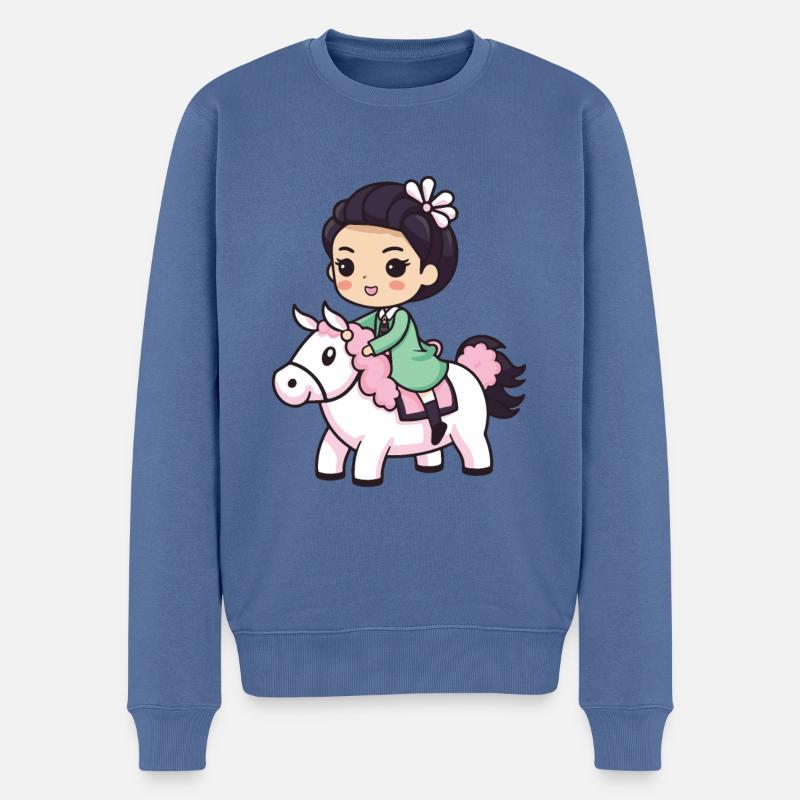 Princesse Cheval Mignon - Pull Premium bio Homme - bleu pigeon