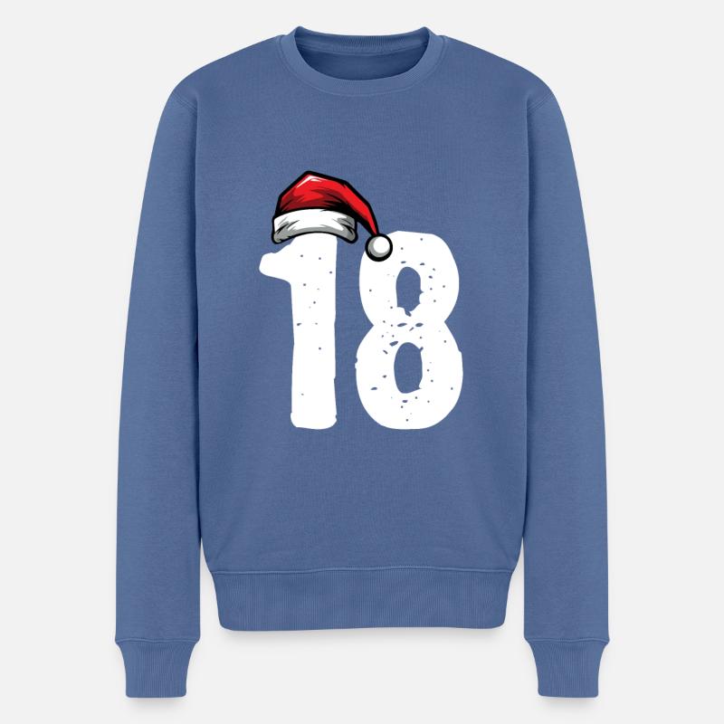 18 Zahl Weihnachten - Männer Premium Bio Pullover - Taubenblau