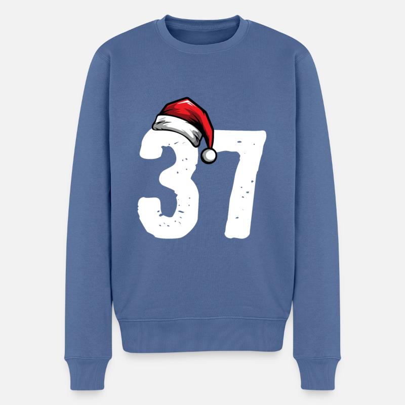 37 Numéro Noël - Pull Premium bio Homme - bleu pigeon