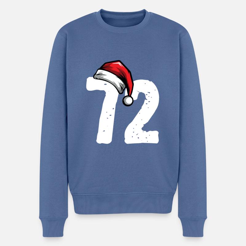 72 Zahl Weihnachten - Männer Premium Bio Pullover - Taubenblau