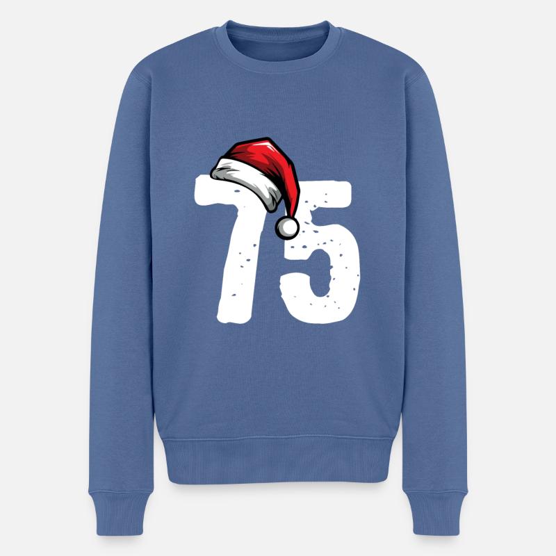 75 Numéro Noël - Pull Premium bio Homme - bleu pigeon