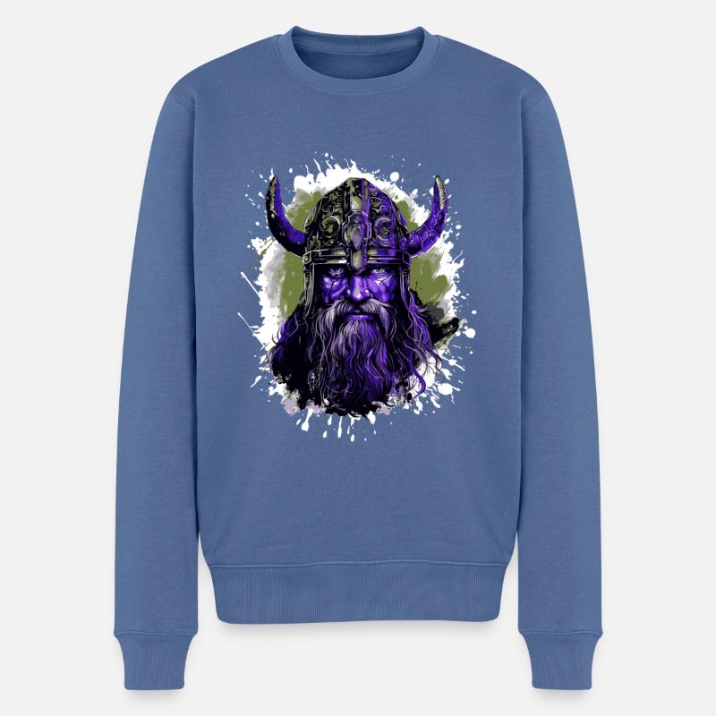 Wikinger Kopf Valhalla Krieger Bunt - Männer Premium Bio Pullover - Taubenblau