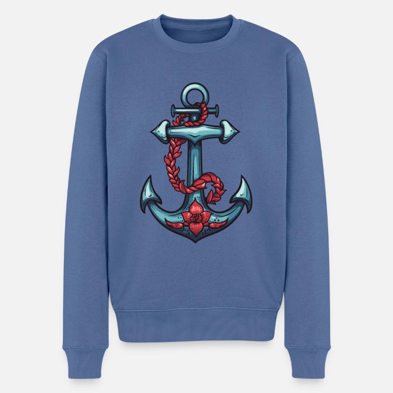Anker Hafen - Männer Premium Bio Pullover - Taubenblau