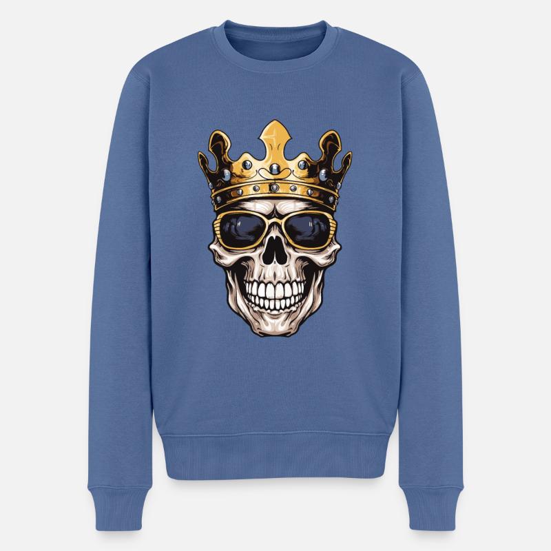 Couronne de Roi Crâne - Pull Premium bio Homme - bleu pigeon