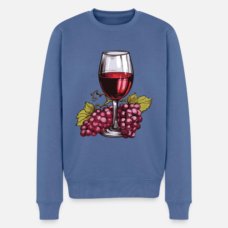 Weinglas Trauben Wein - Männer Premium Bio Pullover - Taubenblau