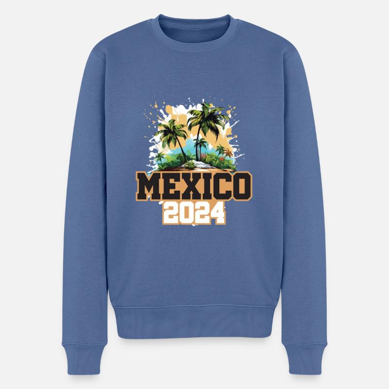 Mexiko 2024 Reisen Urlaub - Männer Premium Bio Pullover - Taubenblau