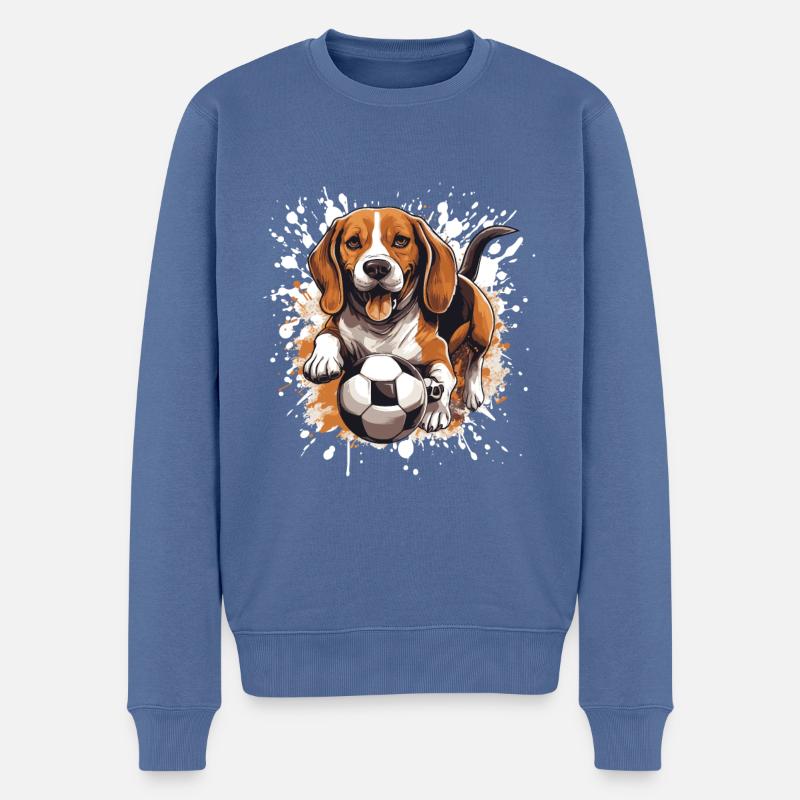 Beagle Hund Fussball Sport Mannschaft - Männer Premium Bio Pullover - Taubenblau