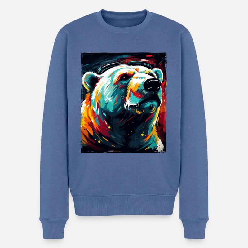 Eisbär Portrait Polar bär - Männer Premium Bio Pullover - Taubenblau