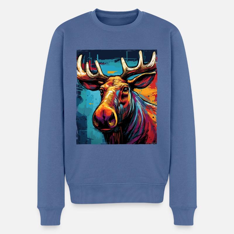 Portrait d’orignal - Pull Premium bio Homme - bleu pigeon