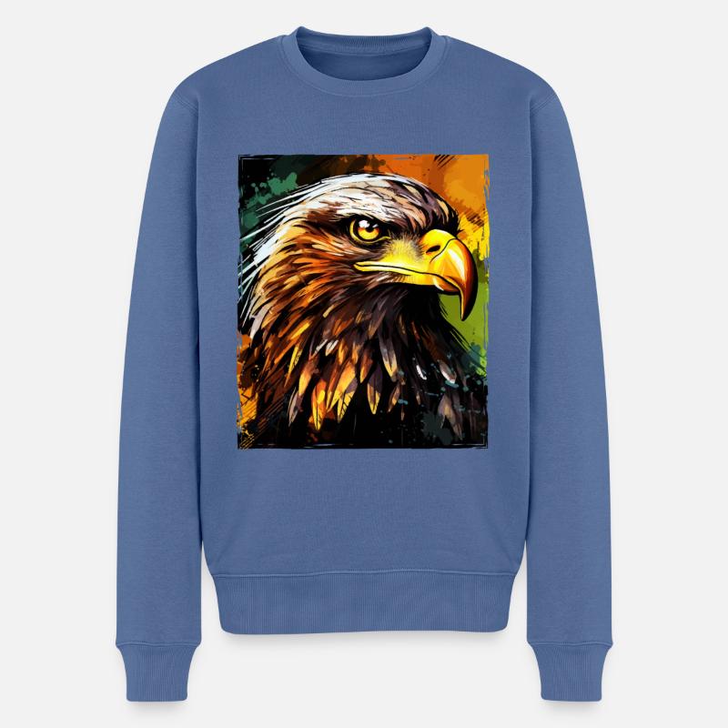 Portrait d’aigle - Pull Premium bio Homme - bleu pigeon