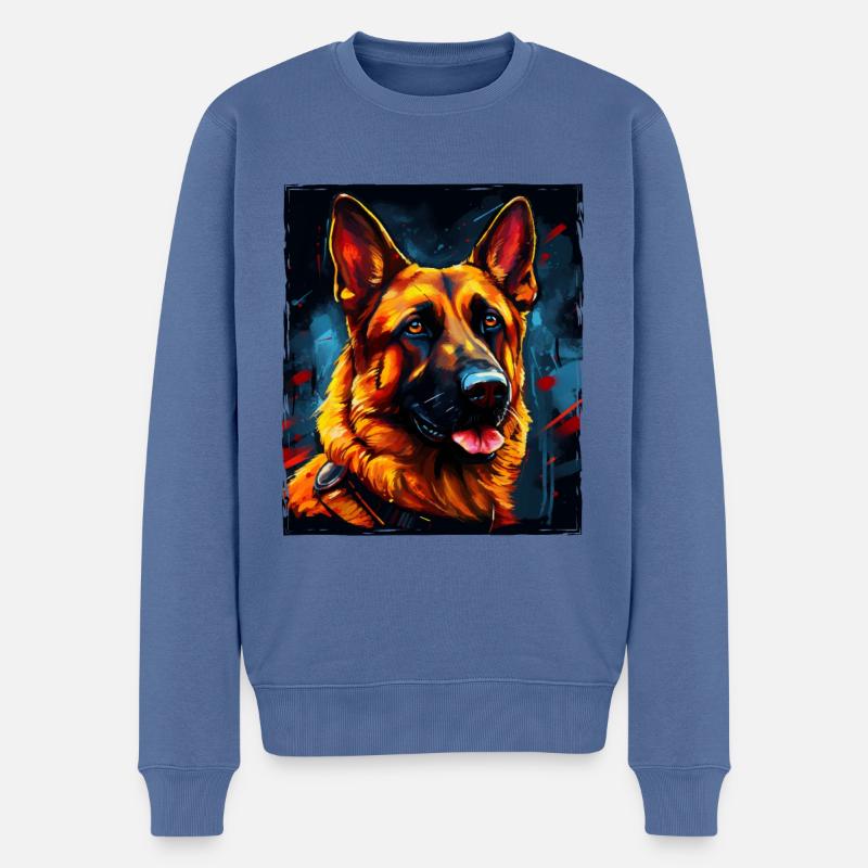 Schäferhund Hund Portrait - Männer Premium Bio Pullover - Taubenblau