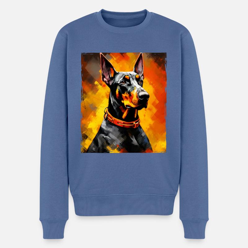 Portrait de chien doberman - Pull Premium bio Homme - bleu pigeon