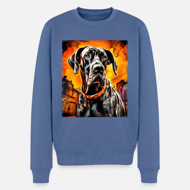 Great Dane Hund Portrait - Männer Premium Bio Pullover - Taubenblau