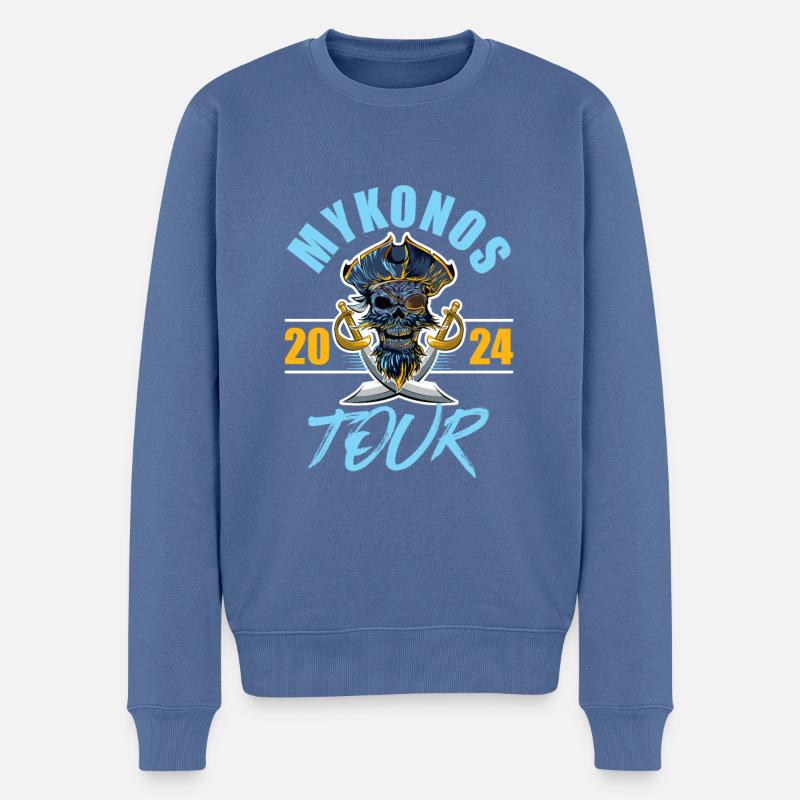 Mykonos 2024 Squelette - Pull Premium bio Homme - bleu pigeon