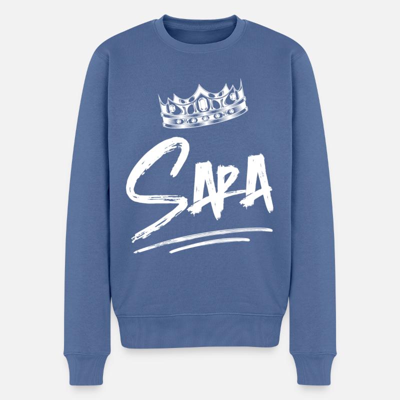 Sara - Männer Premium Bio Pullover - Taubenblau