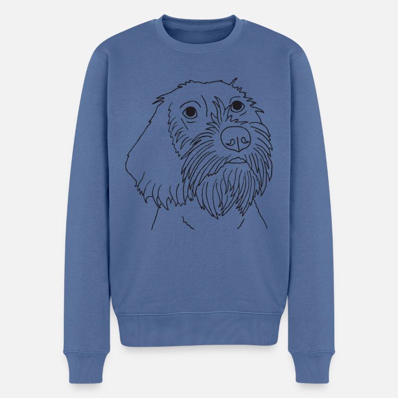 Rauhaardackel - Männer Premium Bio Pullover - Taubenblau