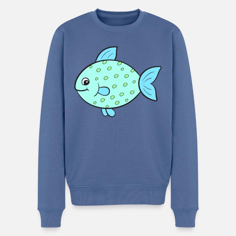 Fisch Fische - Männer Premium Bio Pullover - Taubenblau