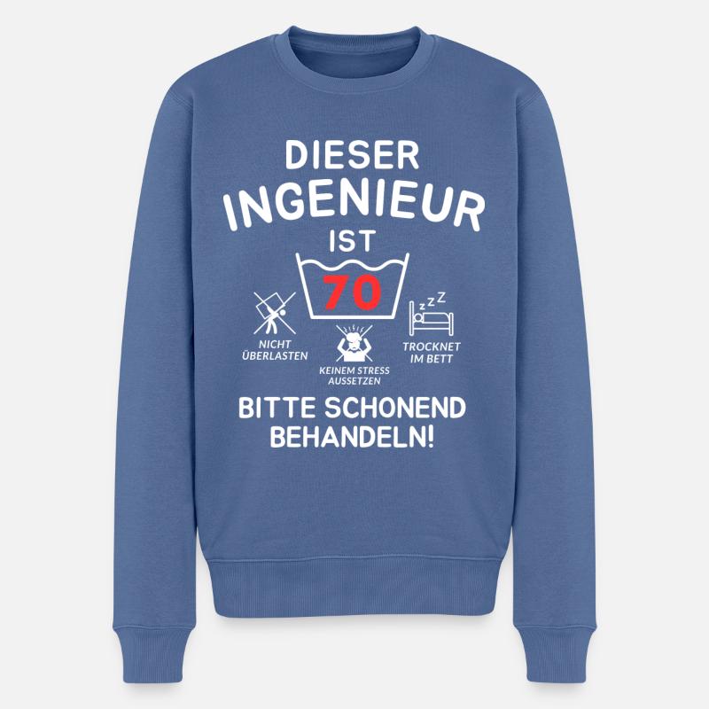 Dieser Ingenieur ist 70. Schonend behandeln - Männer Premium Bio Pullover - Taubenblau