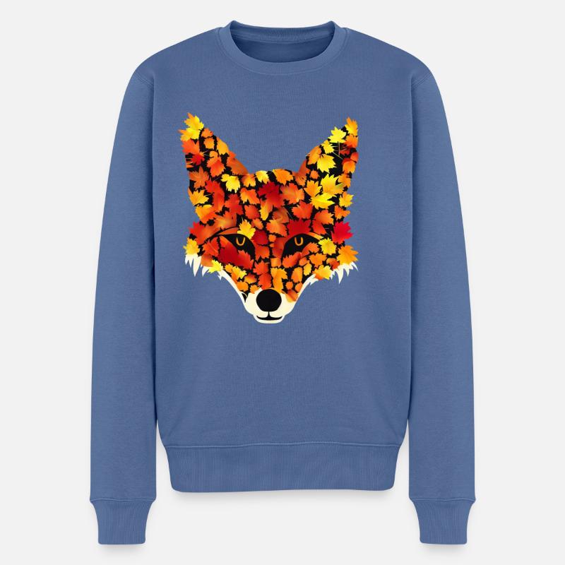 Renard des feuilles d’automne - Pull Premium bio Homme - bleu pigeon